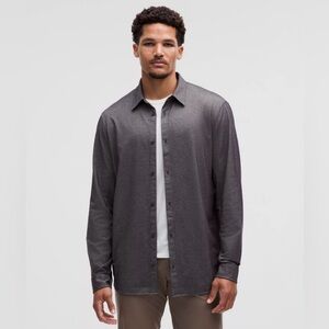 Lululemon Commission Long-Sleeve Shirt Slim Fit Enzyme Dye Grey Size Large EUC